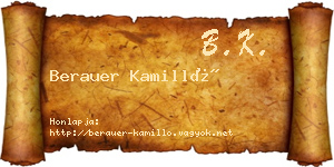 Berauer Kamilló névjegykártya